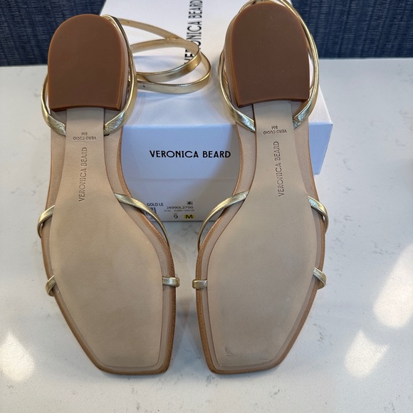 NIB Veronica Beard Allegra Sandal, light gold, size 9 - Picture 11 of 11